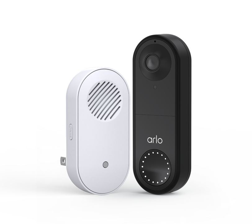 The Wired Doorbell & Chime Bundle, in black, facing front